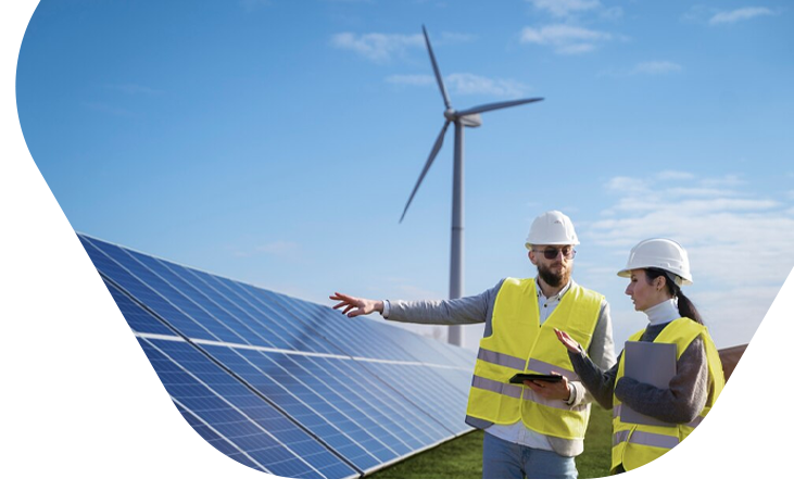 zwei Personen arbeiten im Solarbereich