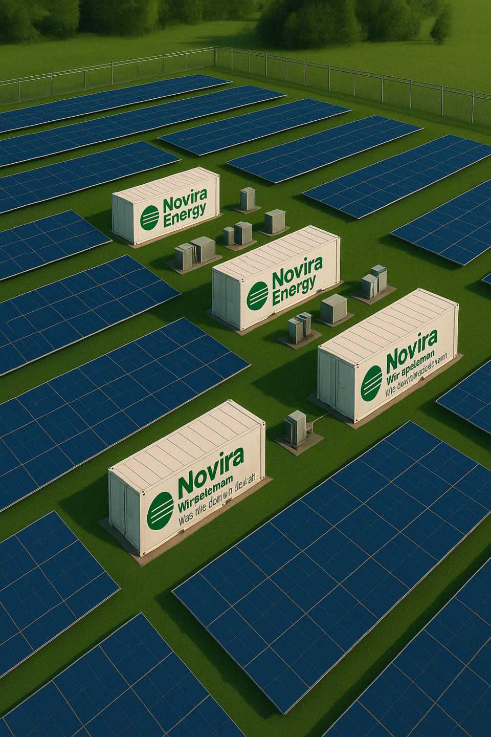 Solarpark mit Novira Containern